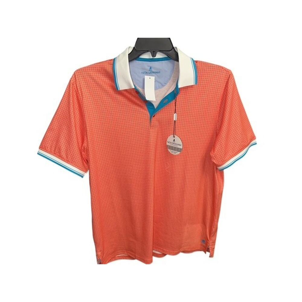 Nick Graham Everywhere Large Polo Shirt Orange Bold Box Neat Quick Dry UPF 50+